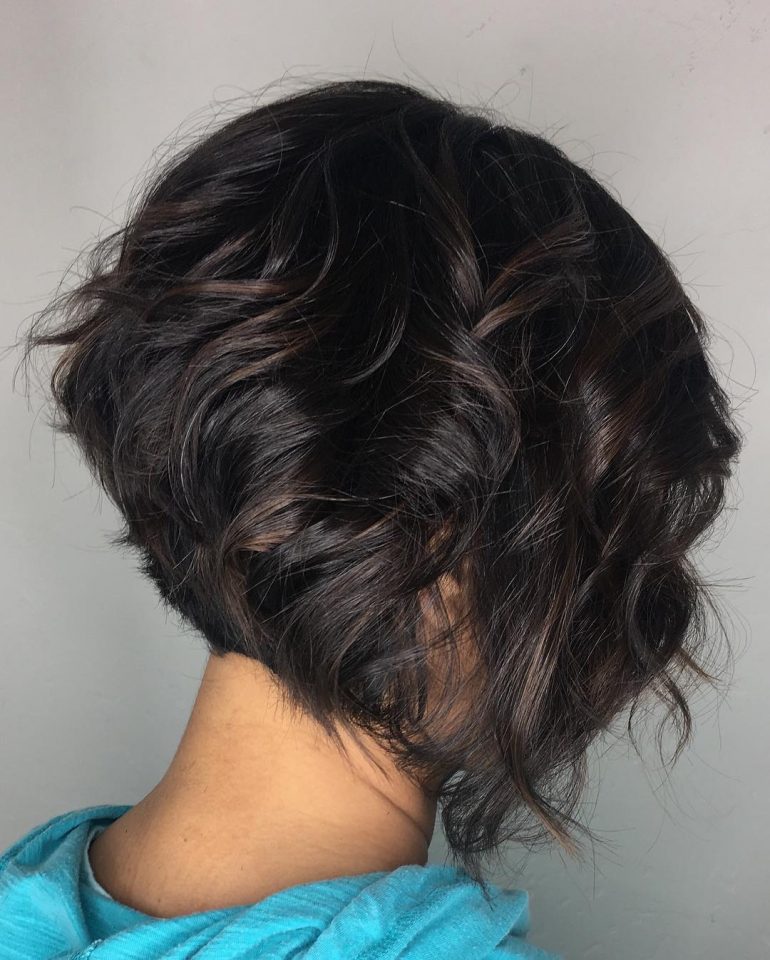 Stacked Curly Bob with Natural Texture stacked bob haircut