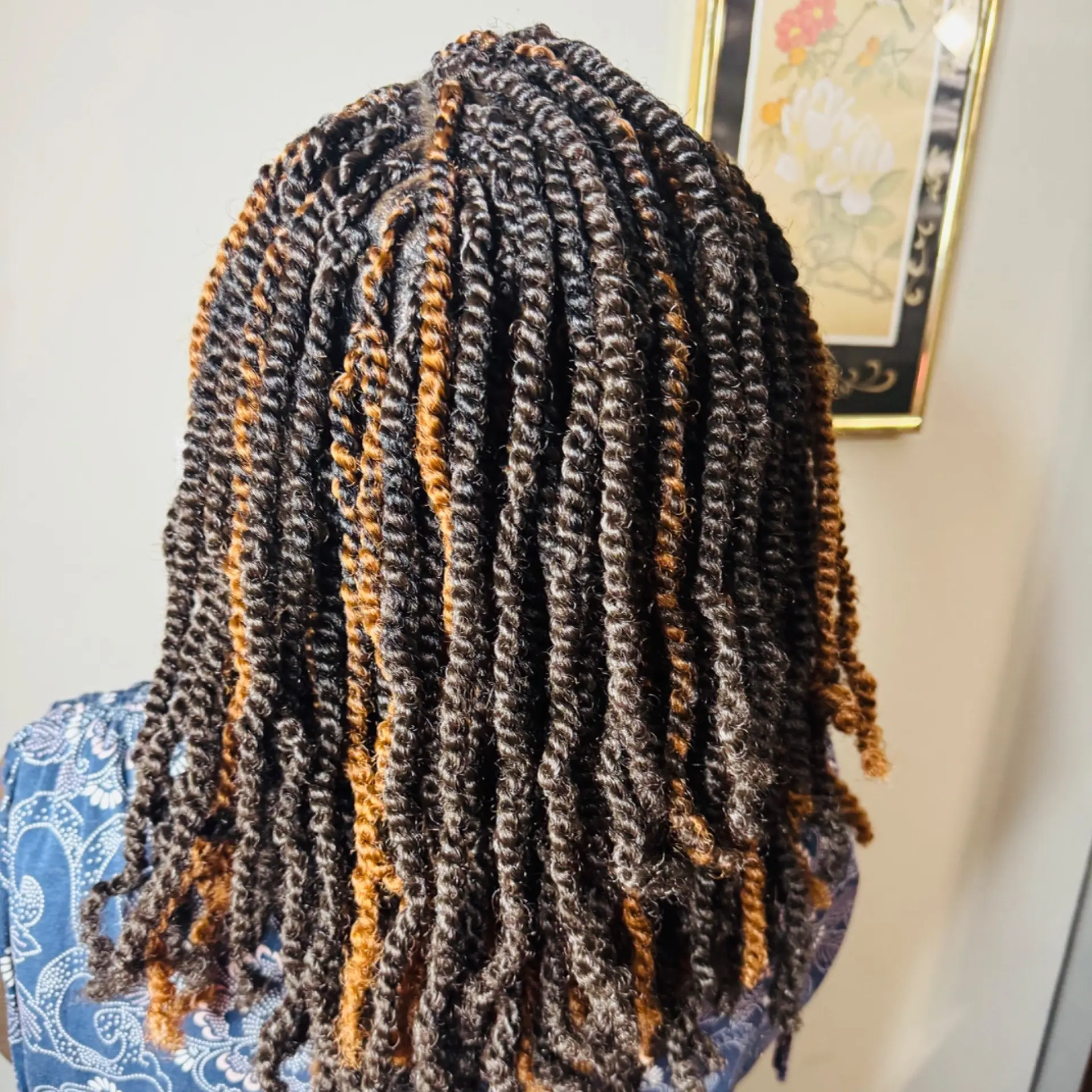 Mini Twists with Caramel Balayage hairstyle photo