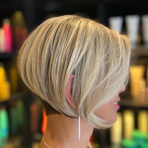 Undercut pixie bob with side bangs
