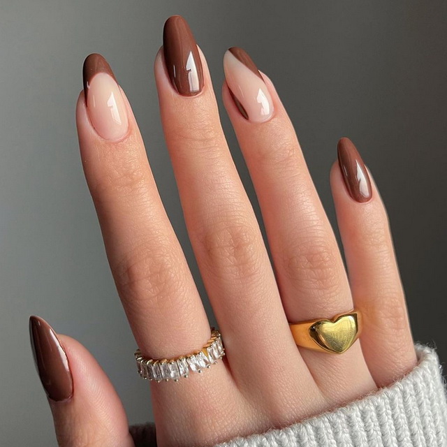 Cocoa French Tips winter nail manicure