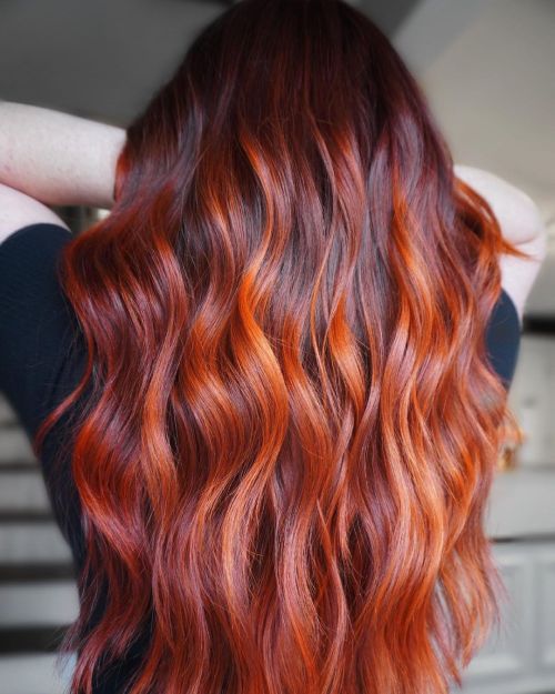 Dark Red Lifted by Orange Highlights red hair color