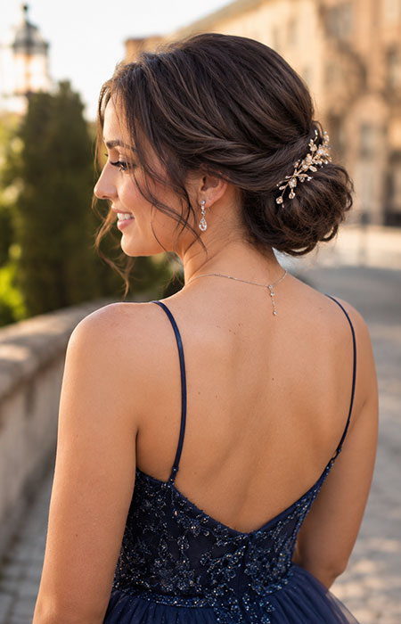 Prom hairstyle: classic low chignon updo