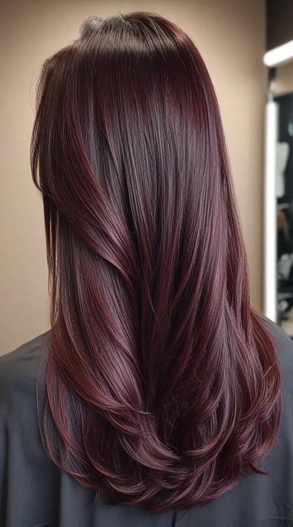 Stunning autumn plum hair colour shade