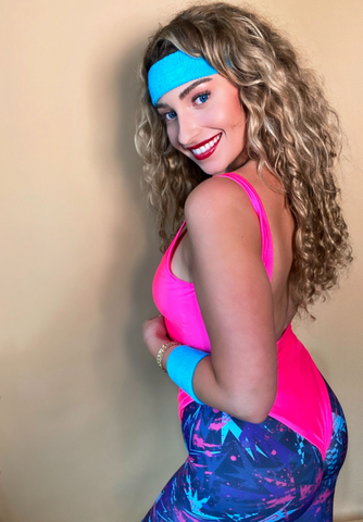 80s workout babe big curly hair costume