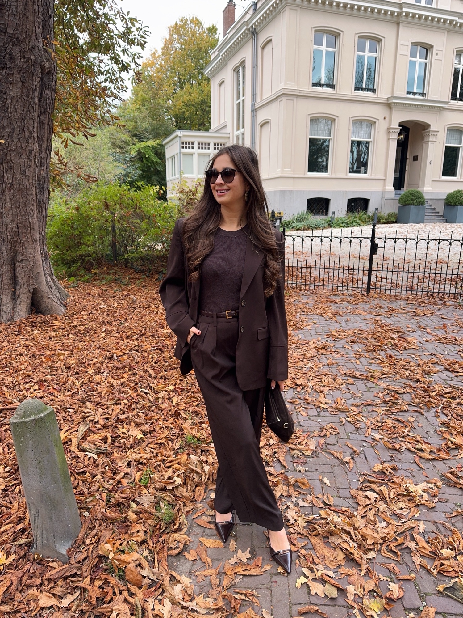 Brown Suit with a Soft Knit dark outfit