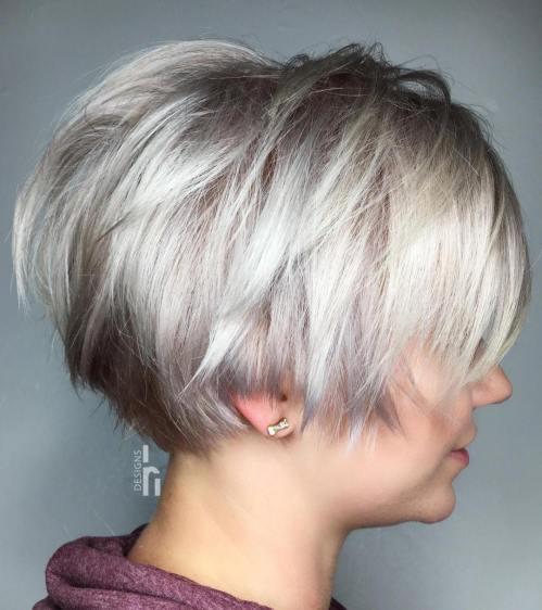 Long Choppy Silver Crop with Uneven Layers pixie cut idea