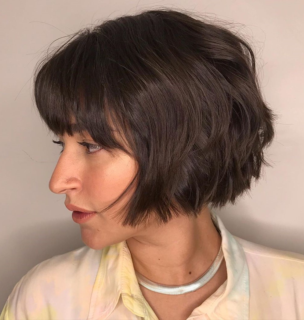 Soft wavy bob with bangs short hair hairstyle