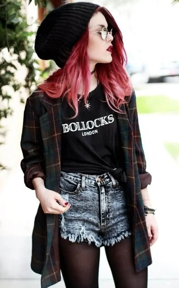 Plaid Flannel Thrown Over a Band Tee edgy outfit