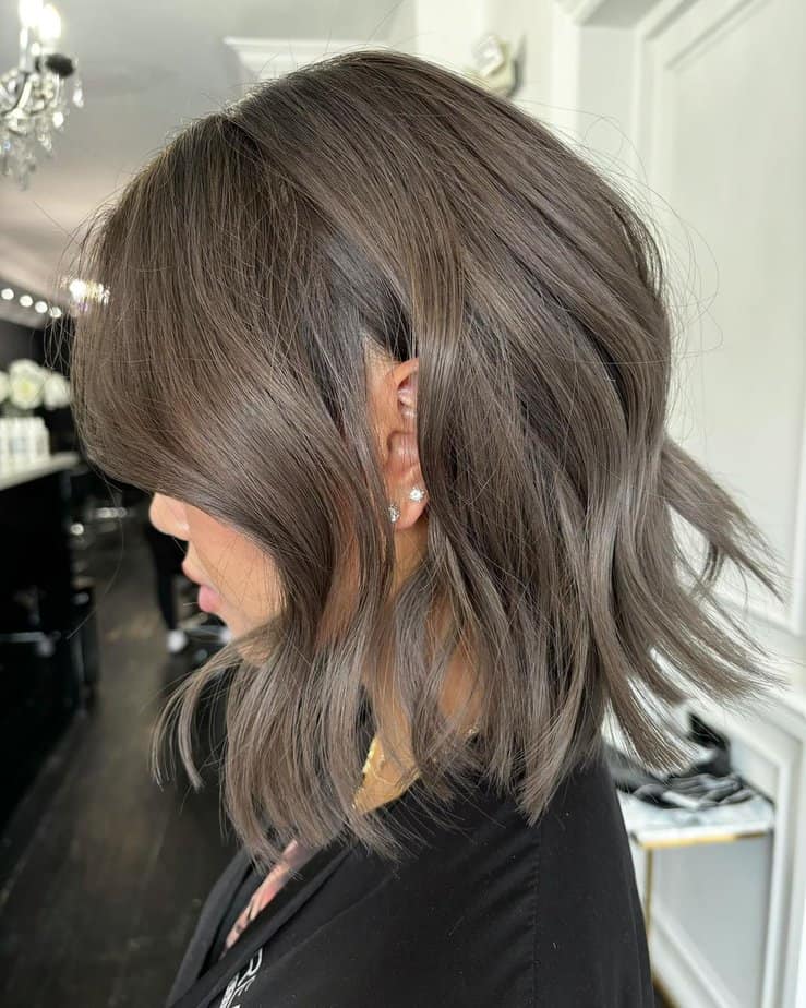Ash brown lob with soft waves