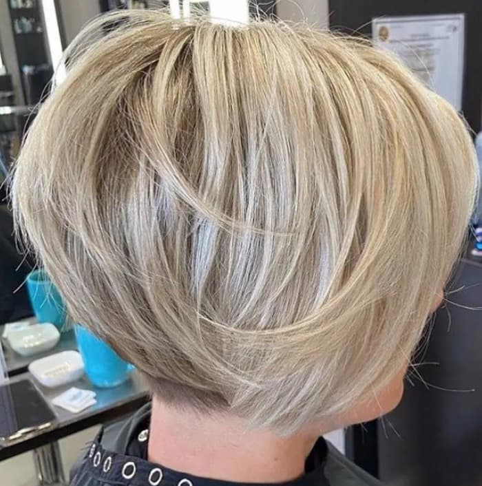 Bright Blonde Stacked Bob stacked bob haircut