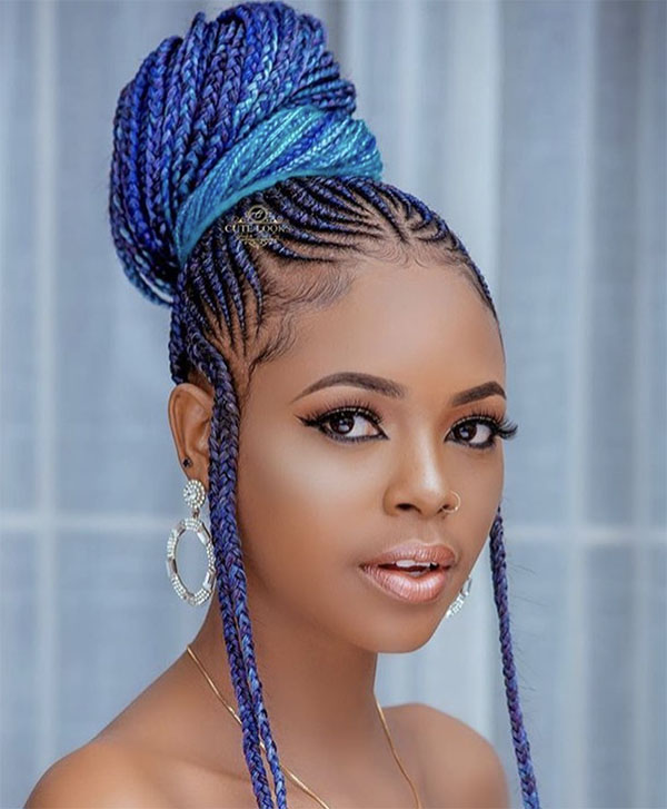 Bold Blue Fulani Braids Fulani braids hairstyle