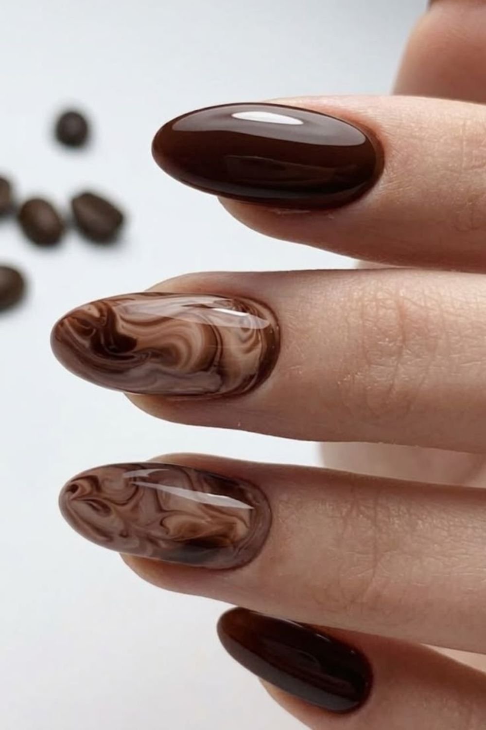 Chocolate brown ombre nails