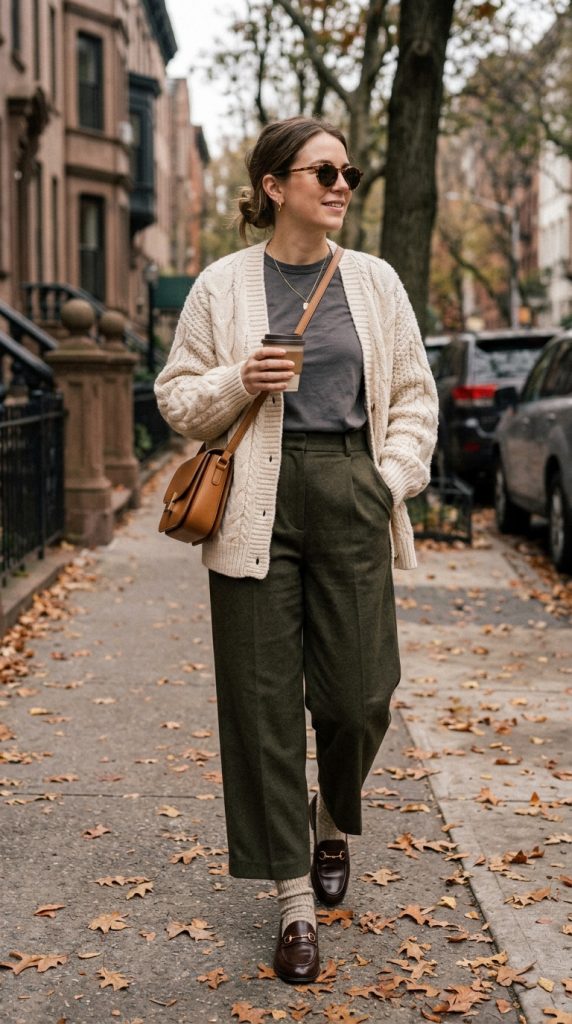 Soft Cardigan and Wide-Leg Pants for Reading Days house outfit idea