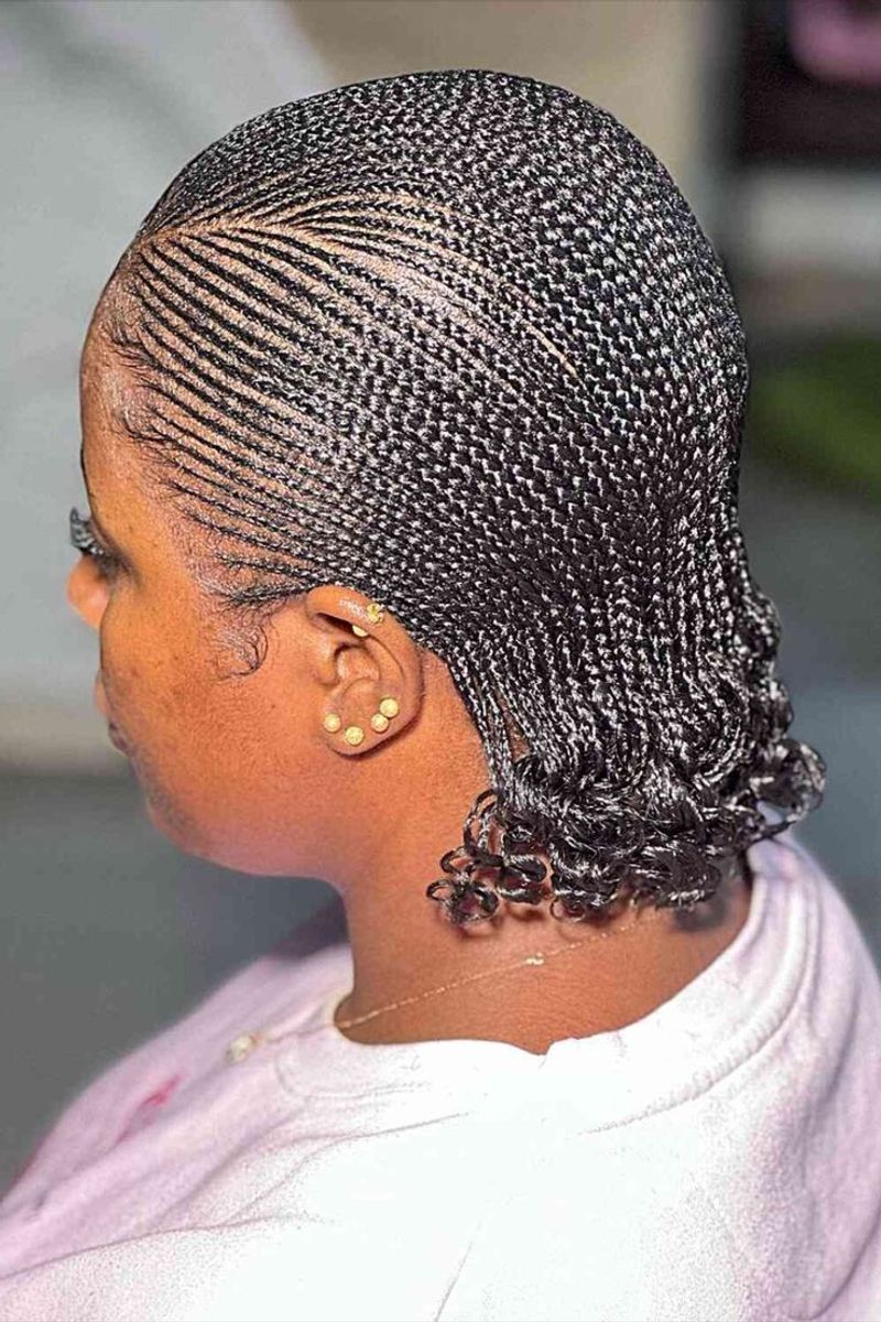 Classic straight-back parallel cornrows braided style