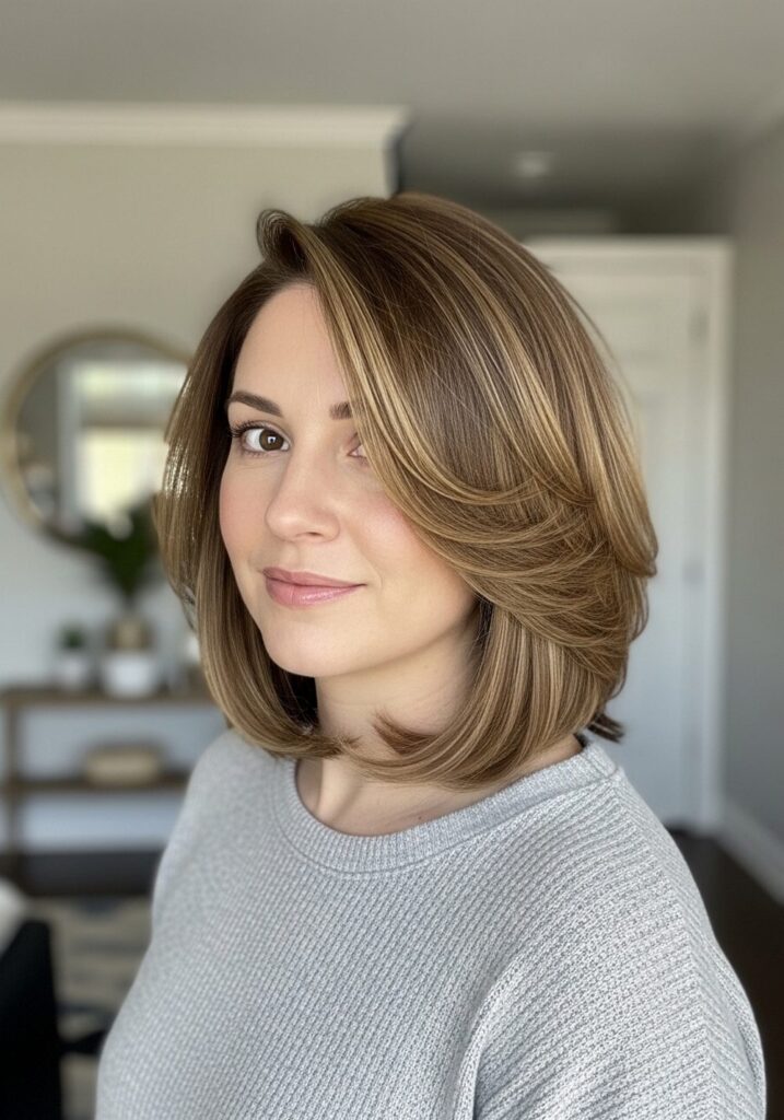 Layered lob with soft collarbone-grazing layers