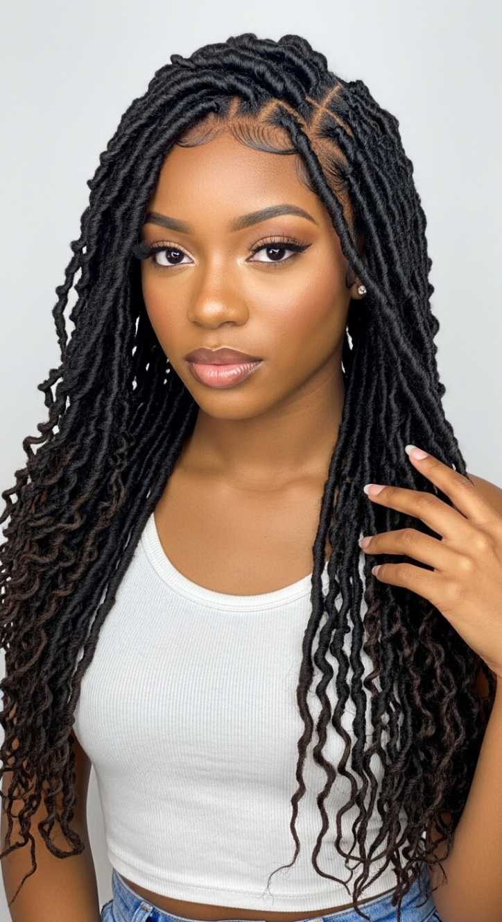 Waist-Length Goddess Crochet Locs - crochet braid hairstyle