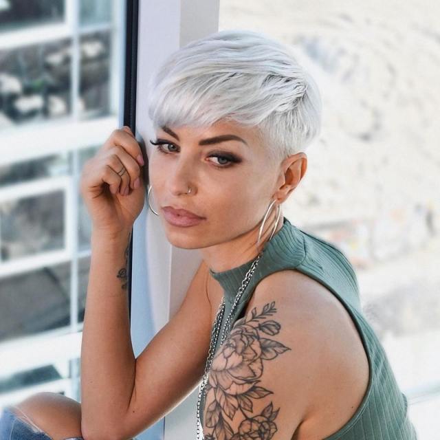 Ear-length pixie with side-swept bangs pixie haircut