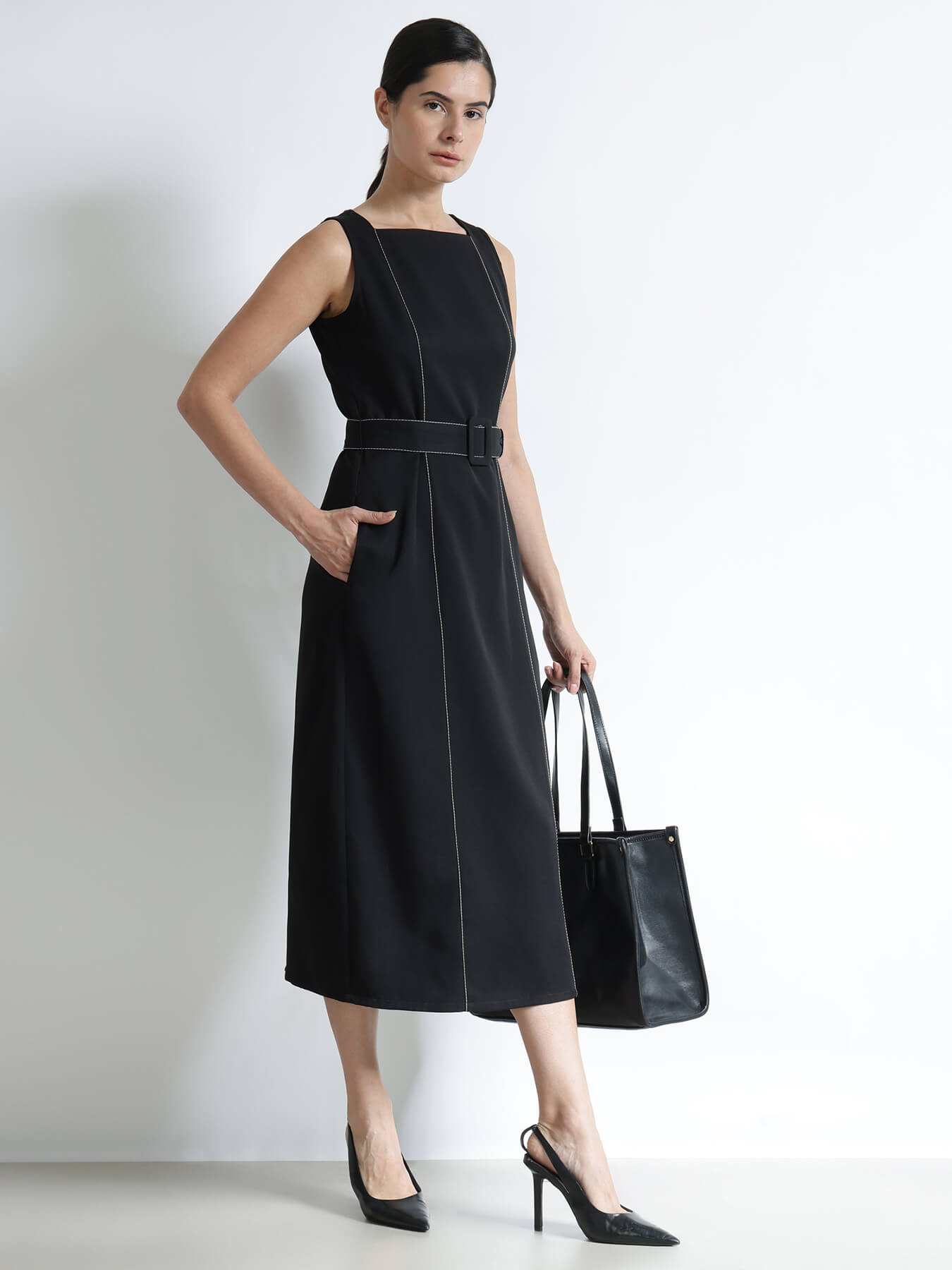 Black Shift Midi Dress birthday outfit for Black women