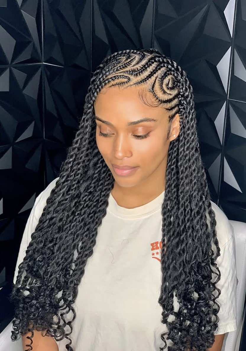 Fulani Braids with Curly Ends Fulani braids hairstyle