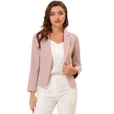 Pink Open-Front Blazer for a Bright Workday professional outfit