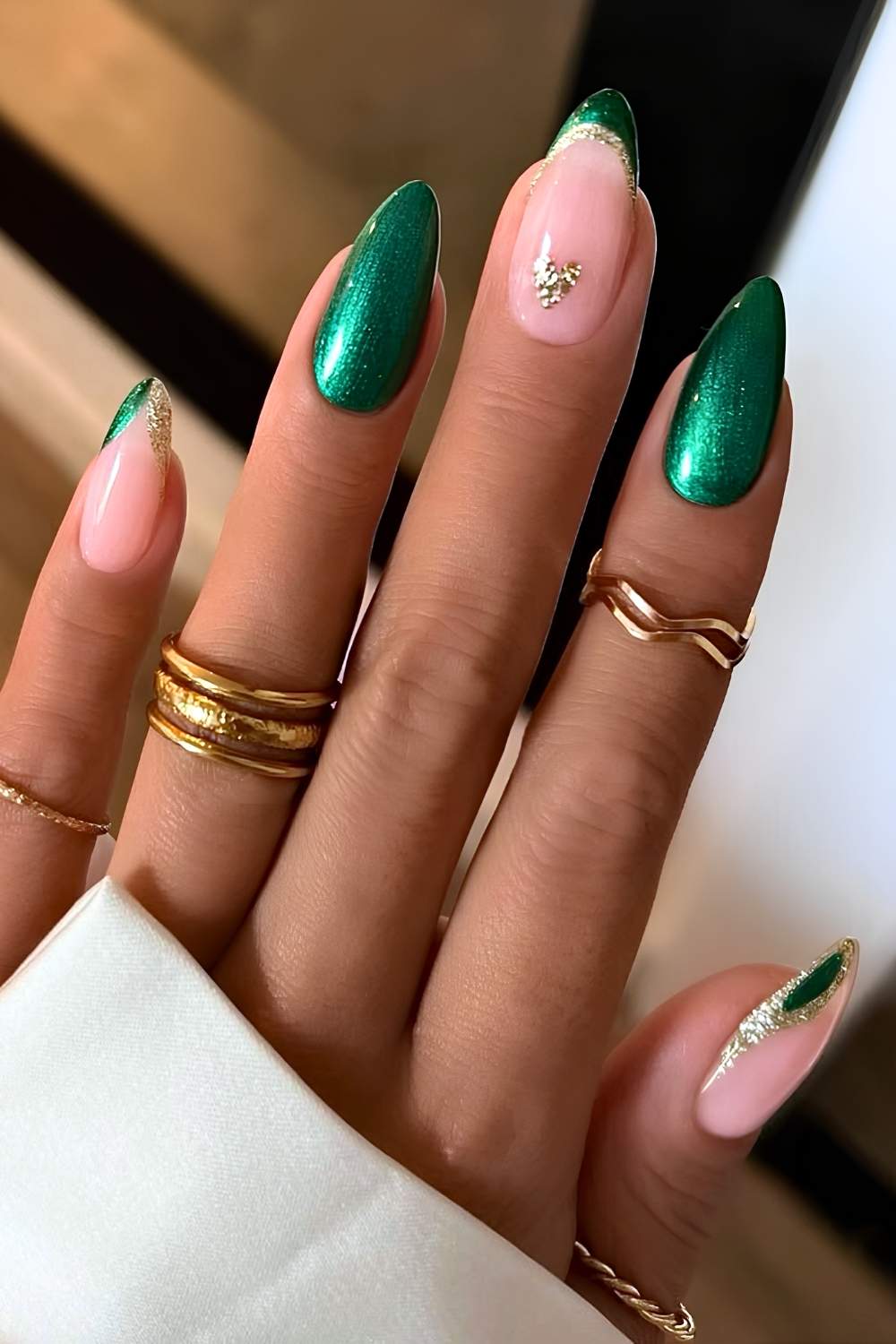 Satin-Finish Green Nails green christmas nail design