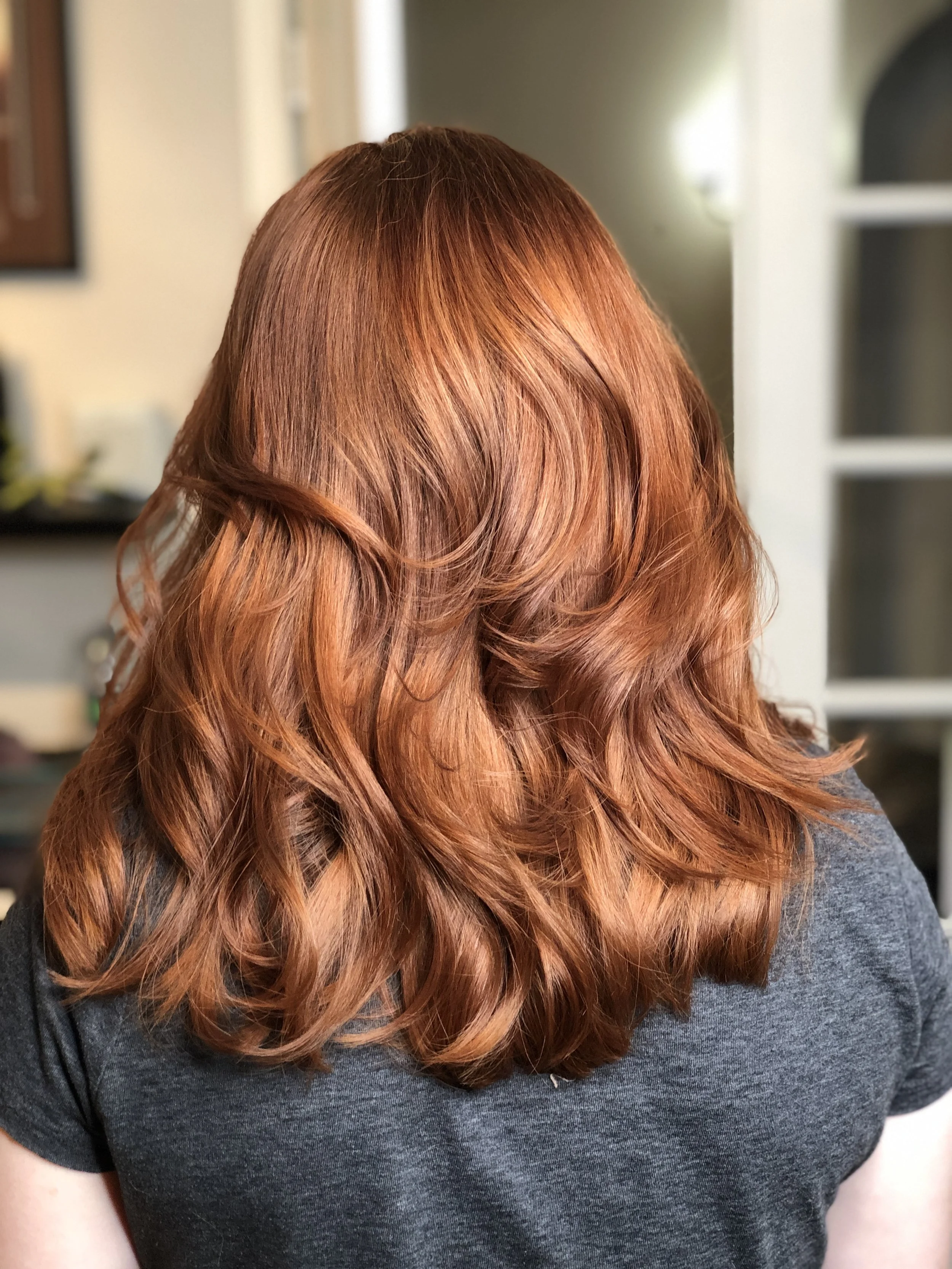 Honey copper brown color melt hair