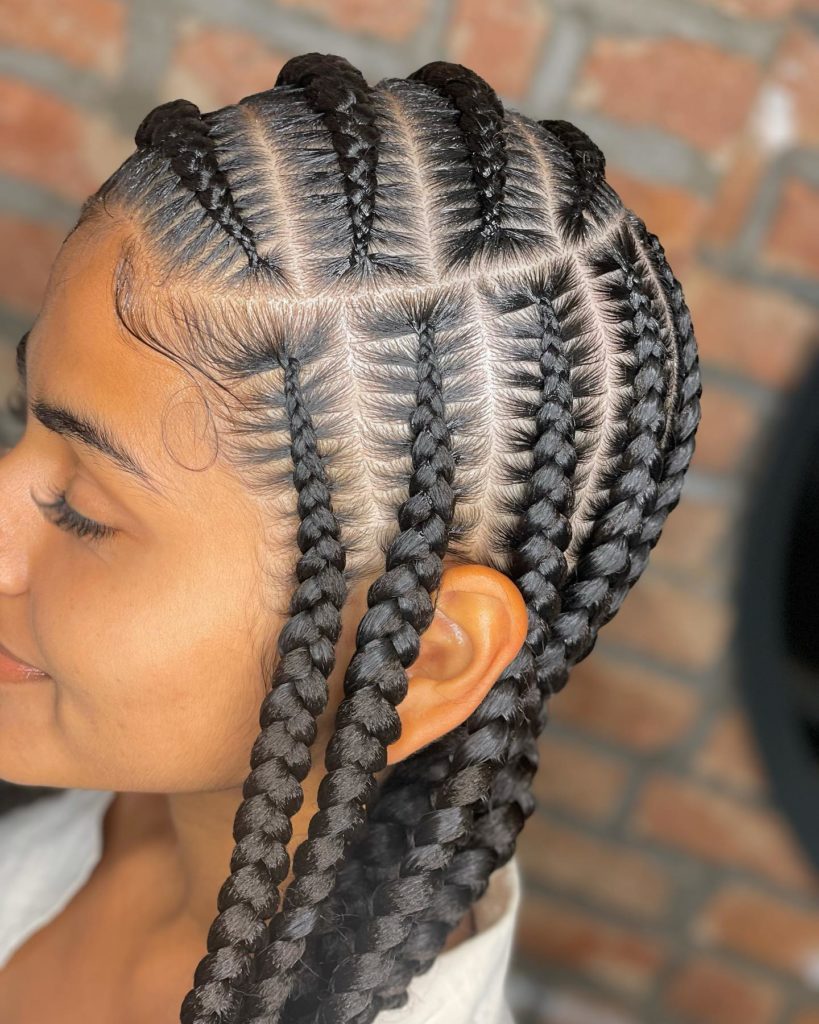 Jumbo Feed-In Braids hairstyle inspiration photo