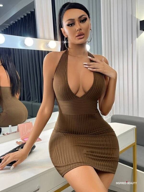 Backless halter bodycon dress night club outfit