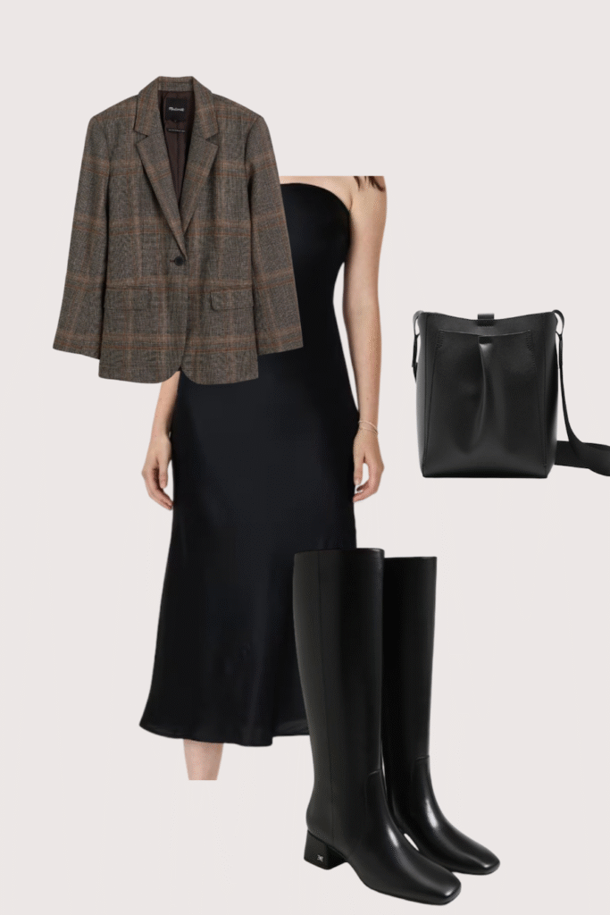 Polished layered outfit for a night out in London