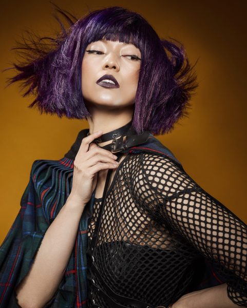 Deep plum hair shade from a salon collection