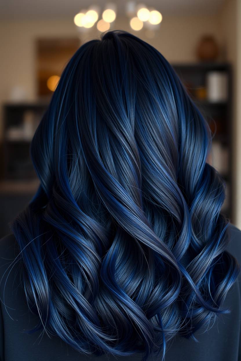Midnight Navy Balayage hairstyle photo