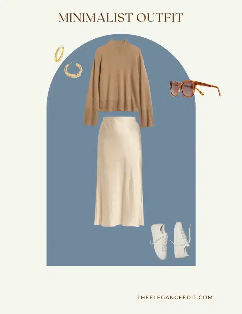 Bell-Sleeve Sweater with a Silk Skirt capsule wardrobe outfit