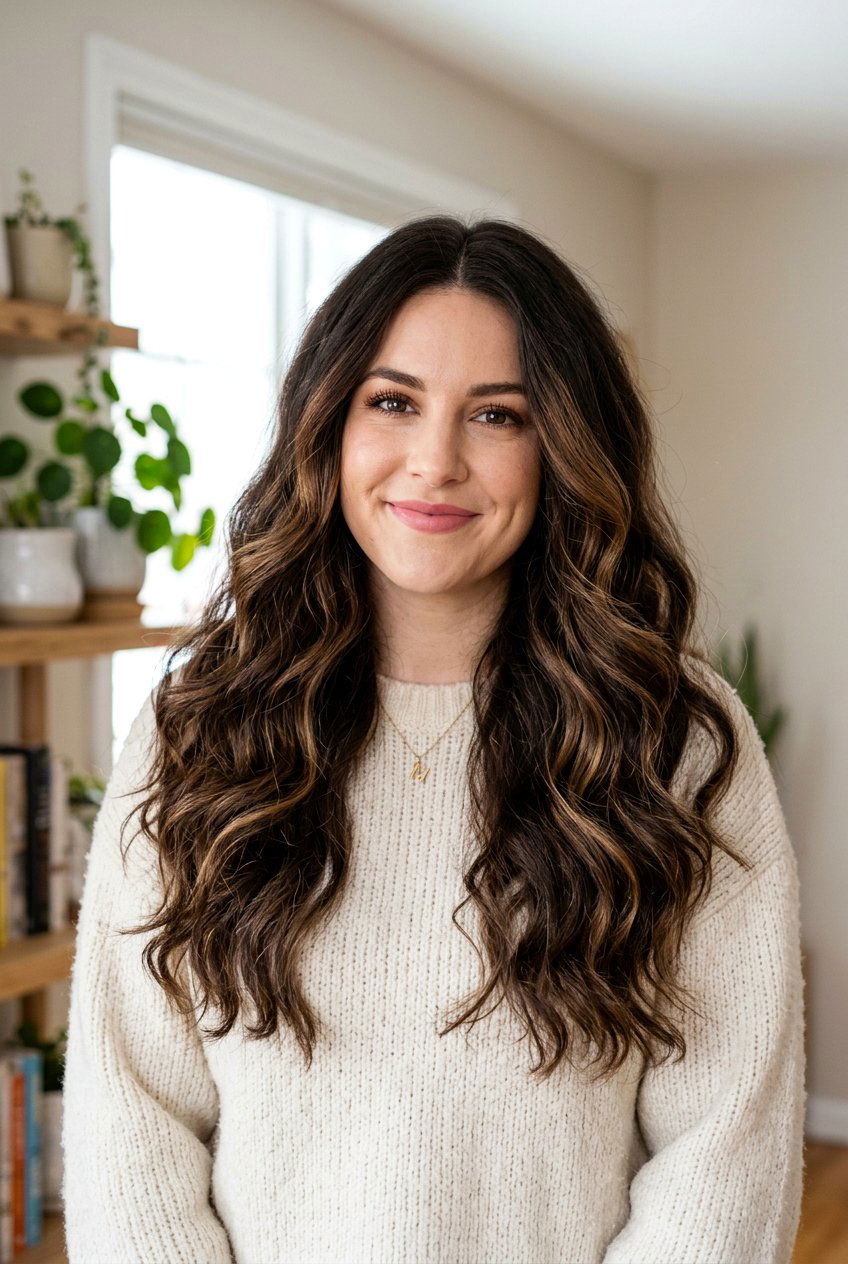 Mocha balayage on thick dark hair