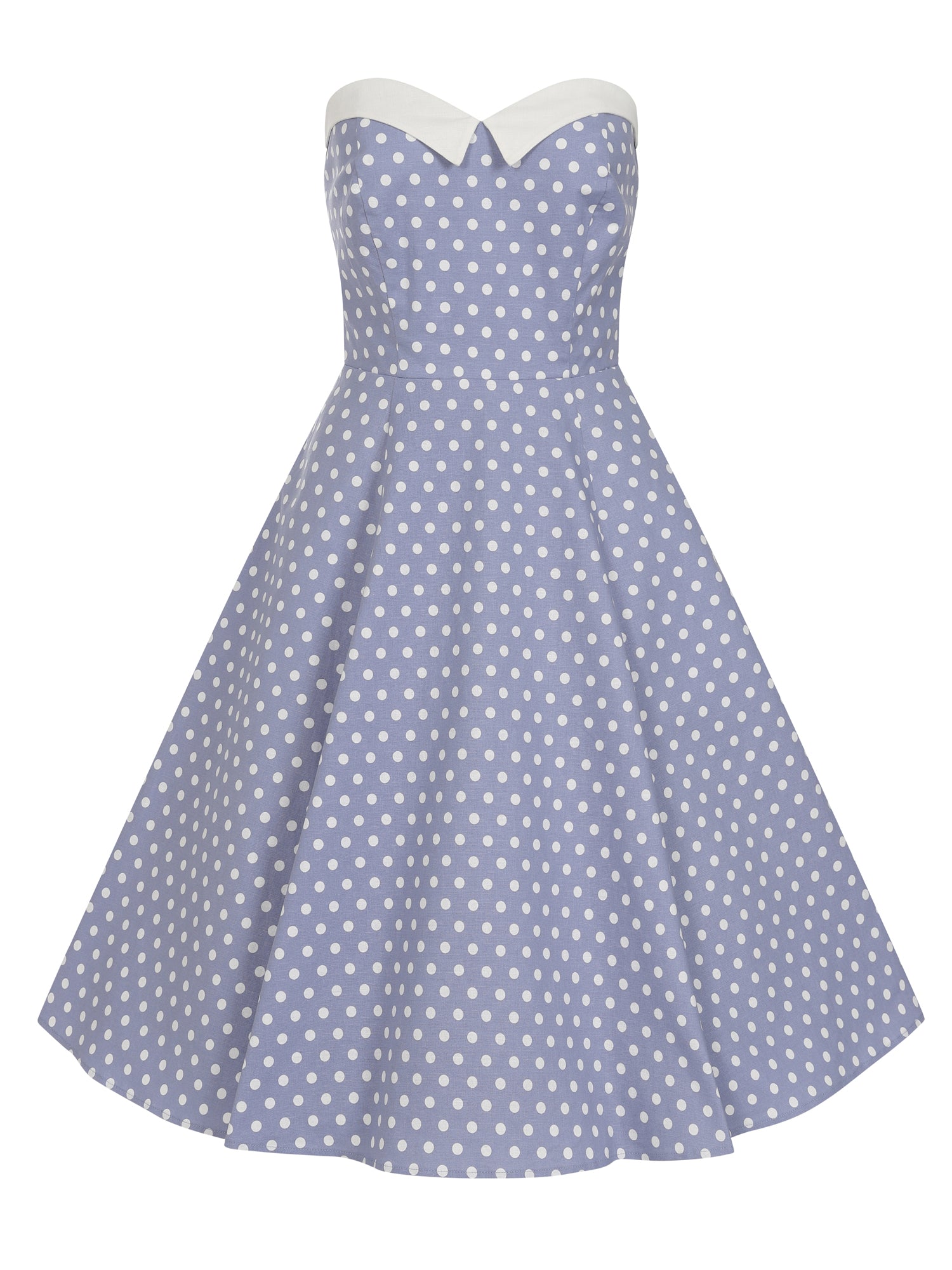 Classic polka dot swing dress with a nipped waist vintage style outfit