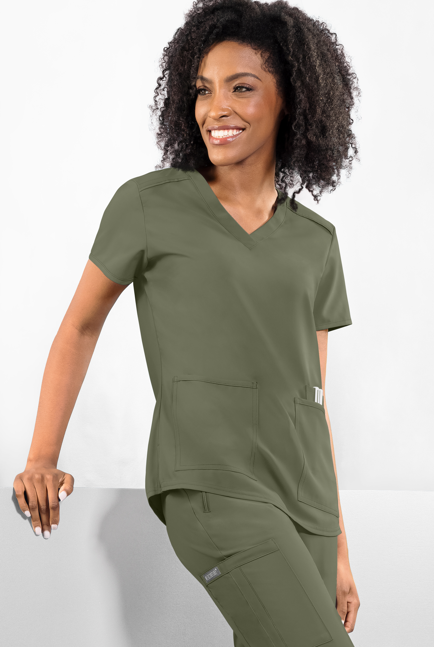 Olive V-Neck Scrub Top scrubs outfit