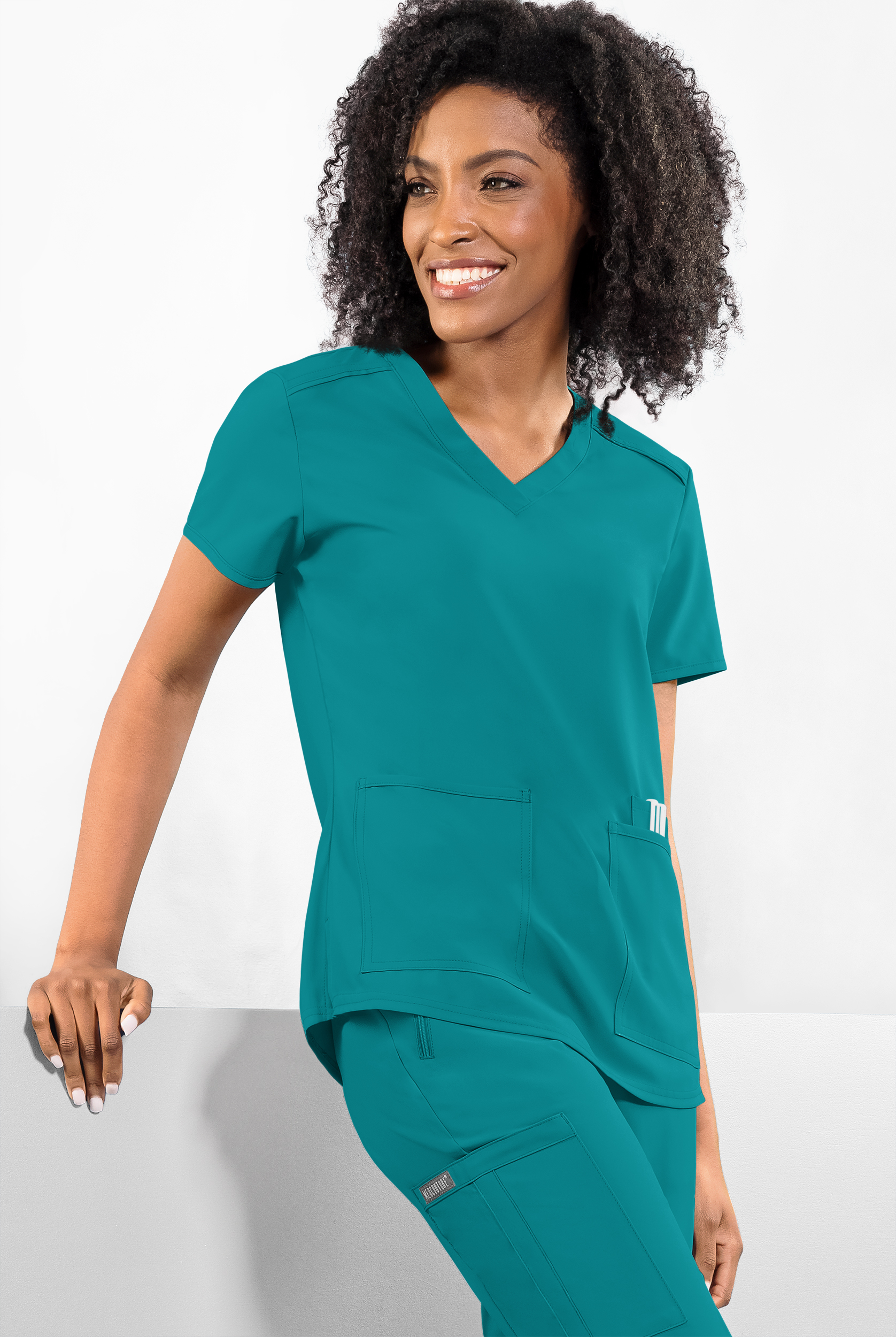 Teal V-Neck Scrub Top scrubs outfit