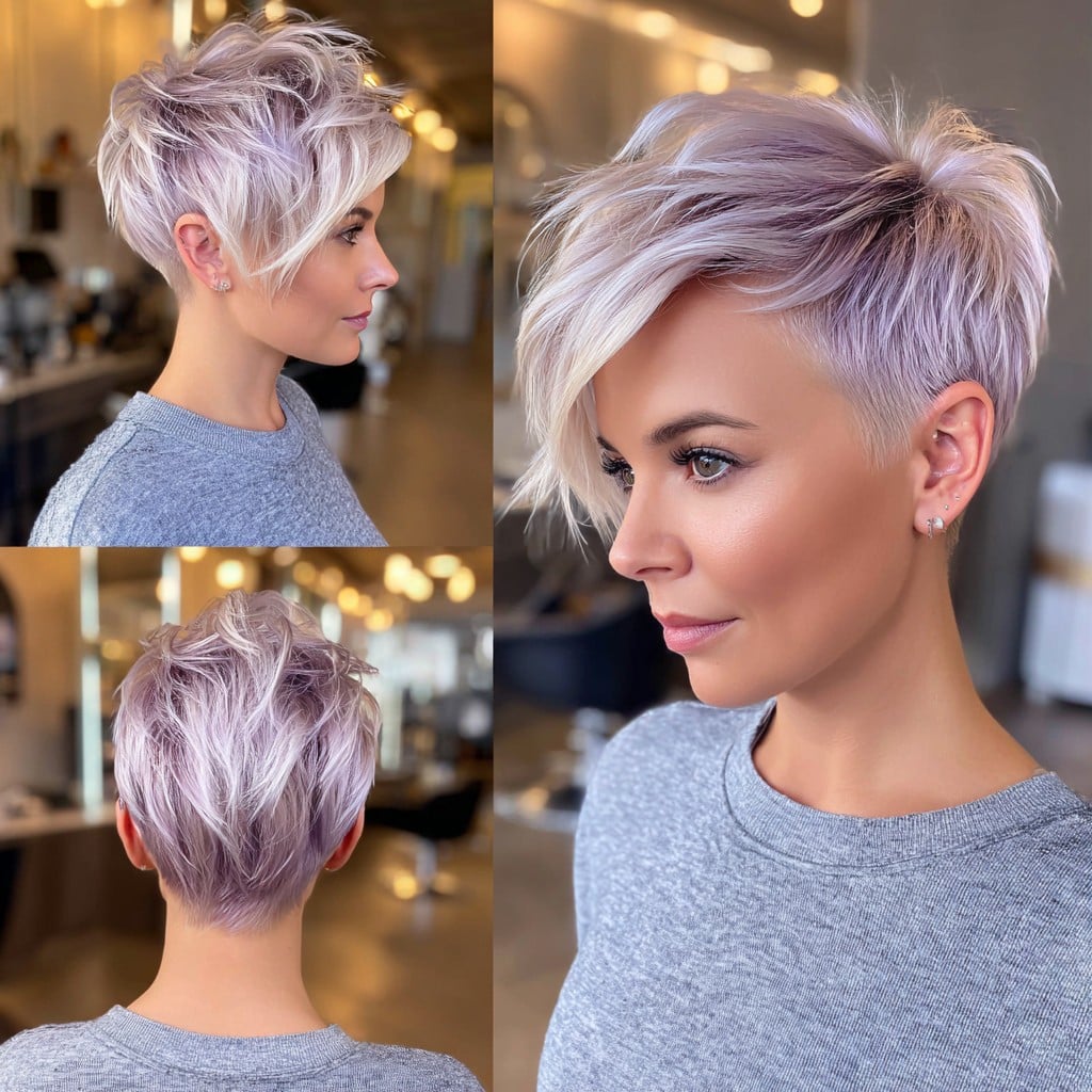 Asymmetrical pixie with long side-swept fringe