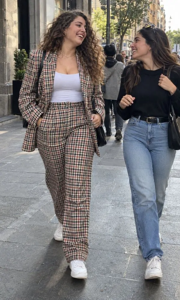 Checked suit with relaxed fit job interview outfit