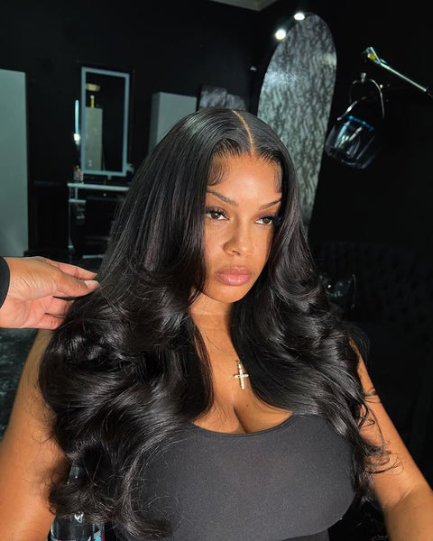 Closure quick weave with natural part hairstyle