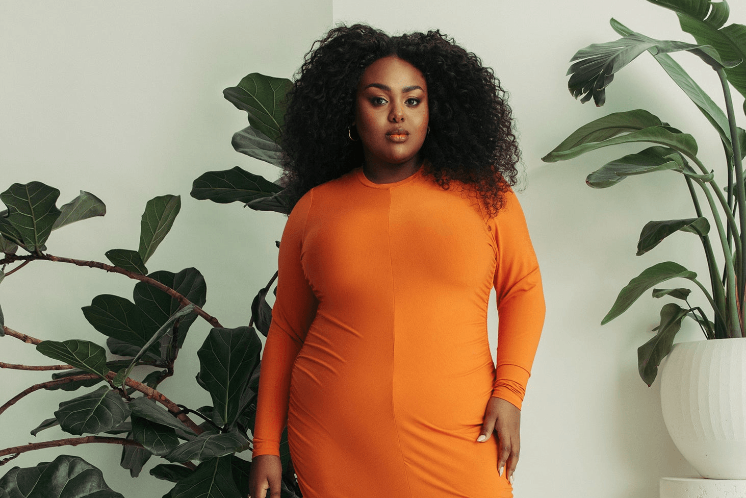 A Ruched Long-Sleeve Dress That Skims the Figure plus size outfit