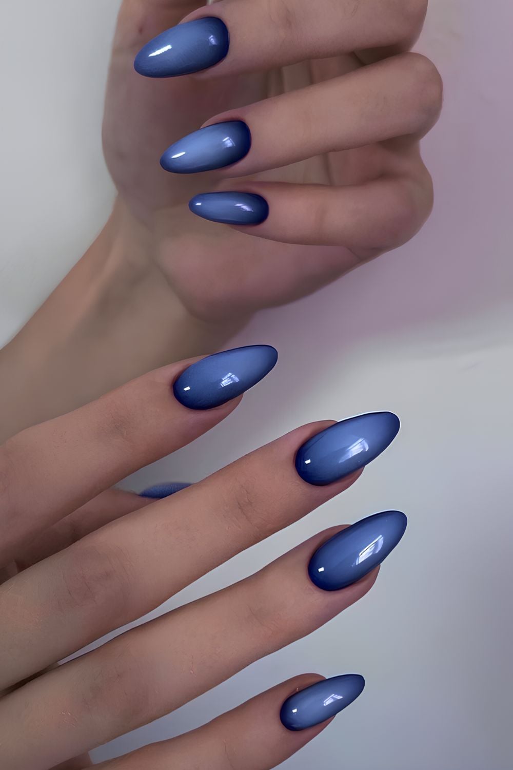 Sapphire blue aura shimmer nails