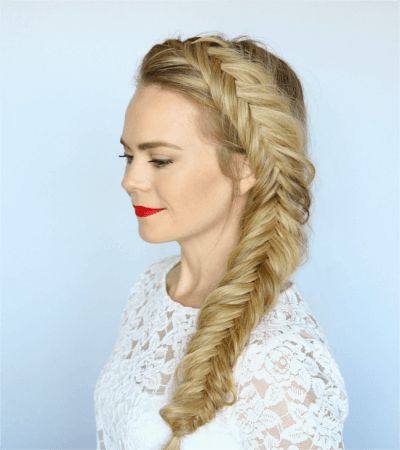 Side Fishtail Braid, Step by Step Inspiration side part braids hairstyle
