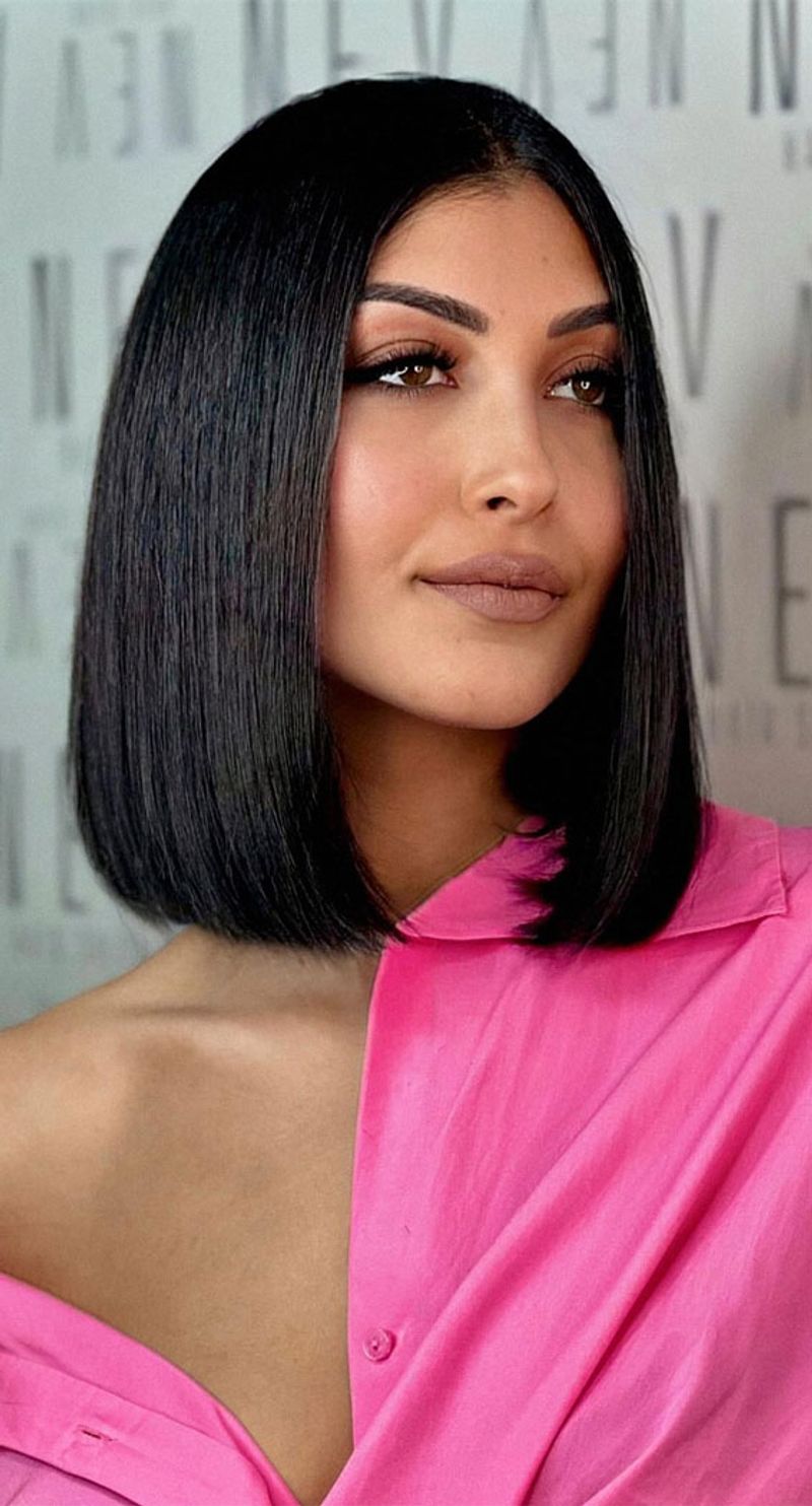 Lob with Straight-Across Bangs lob haircut