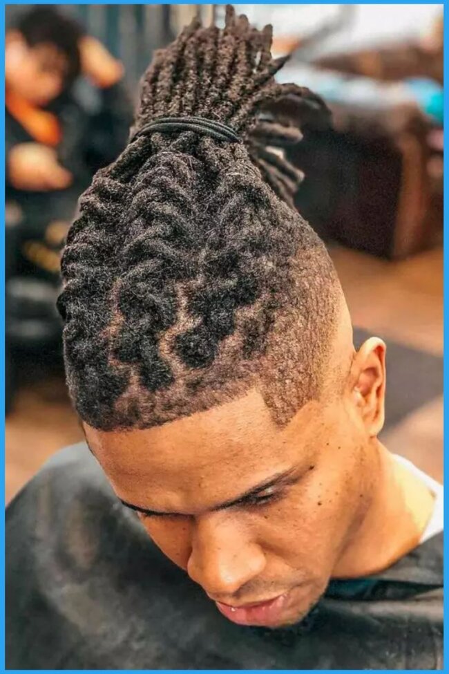 Twisted updo made from retwisted locs