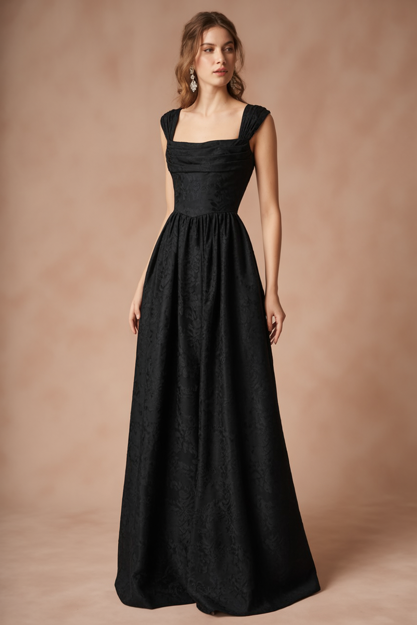 Structured black ballgown formal outfit