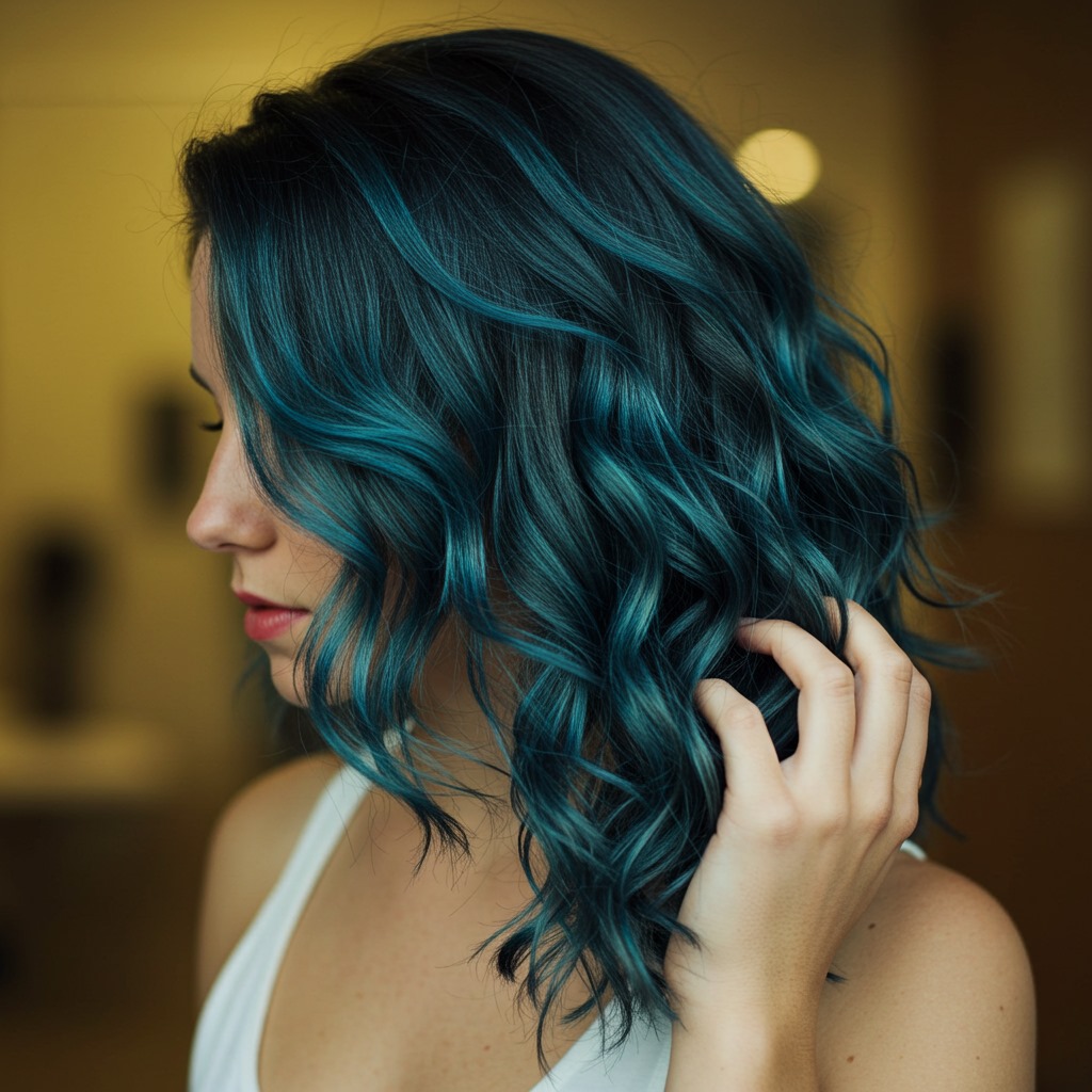 Teal-Tinted Blue Waves hairstyle photo