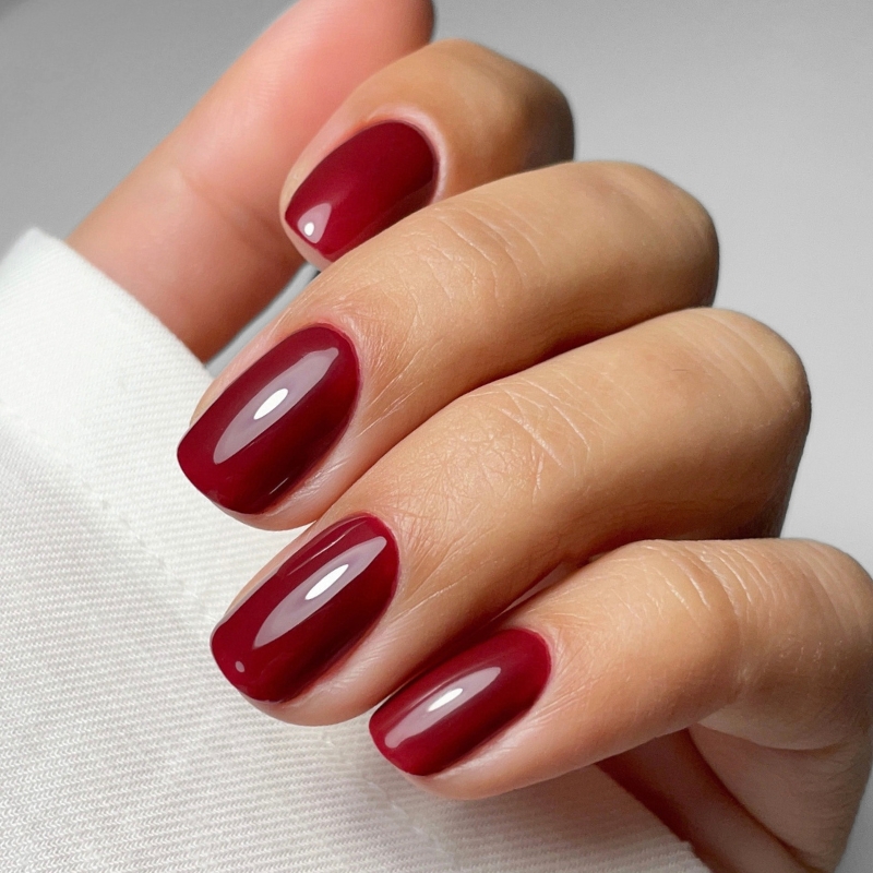 Deep Burgundy Gloss winter nail manicure