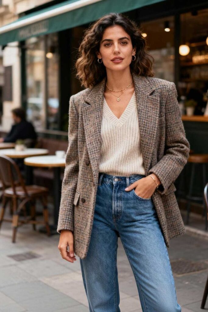 Relaxed Mom Jeans With a Warm Winter Layer Japan outfit