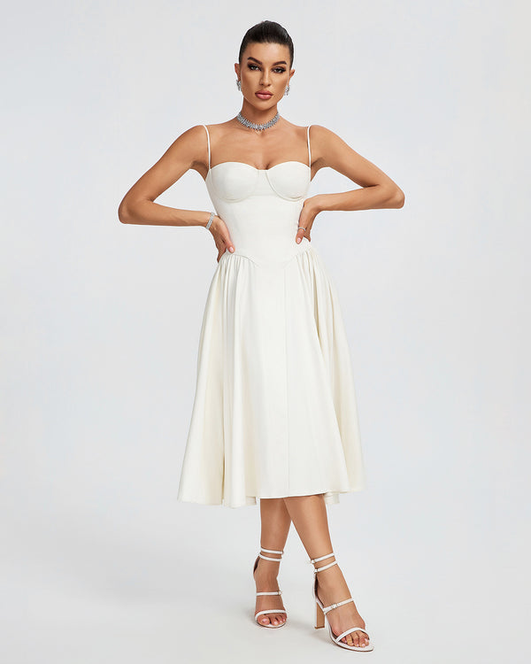 Neutral corset midi dress