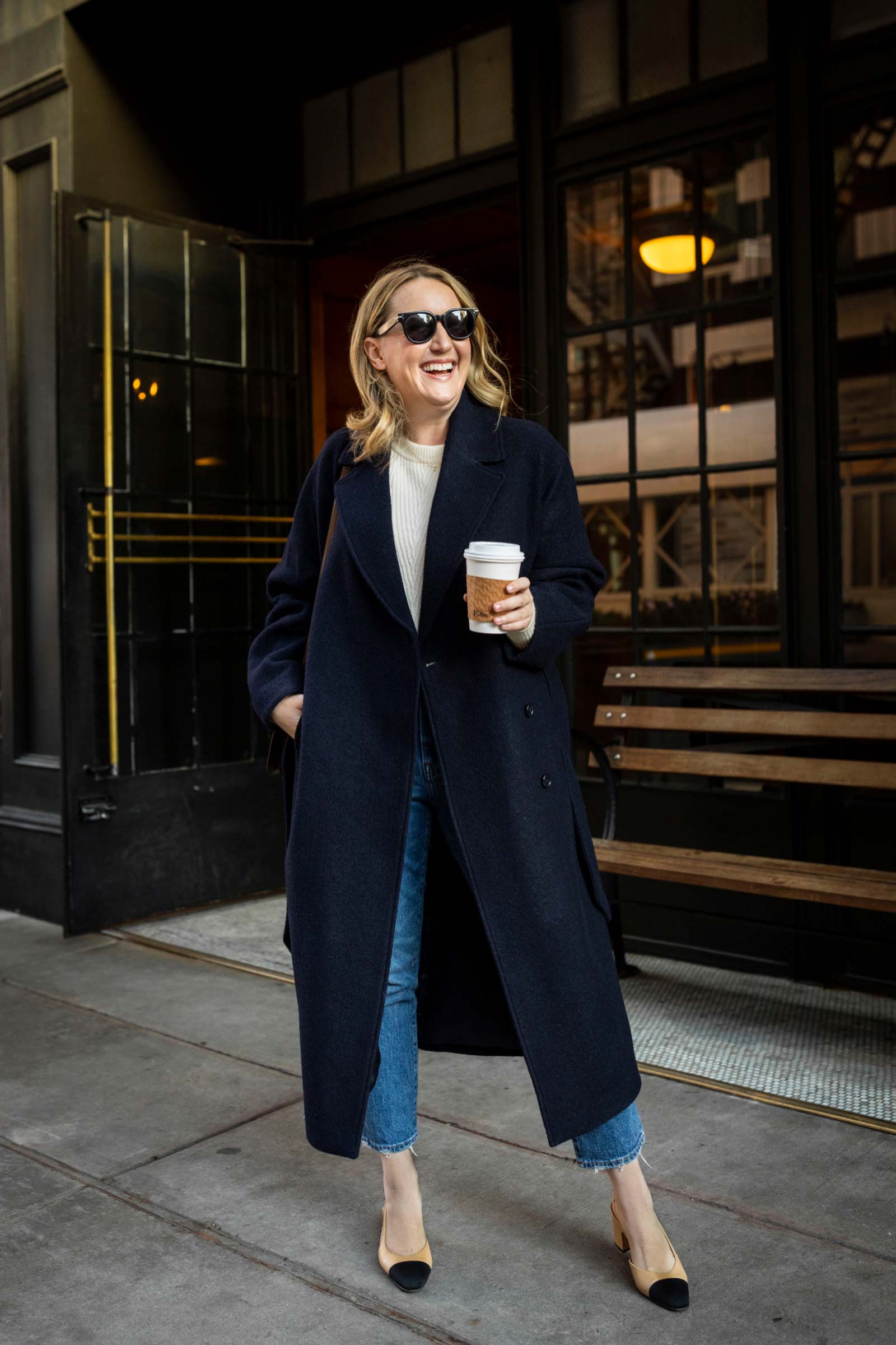 Oversized Wrap Coat over Jeans for Cold Days cute jeans outfit